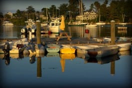 Yellow Umbrella & Dinghy by Tom Olson