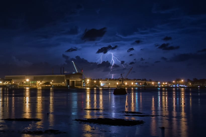 Lightning Behind Portsmouth Naval Shipyard, Kittery