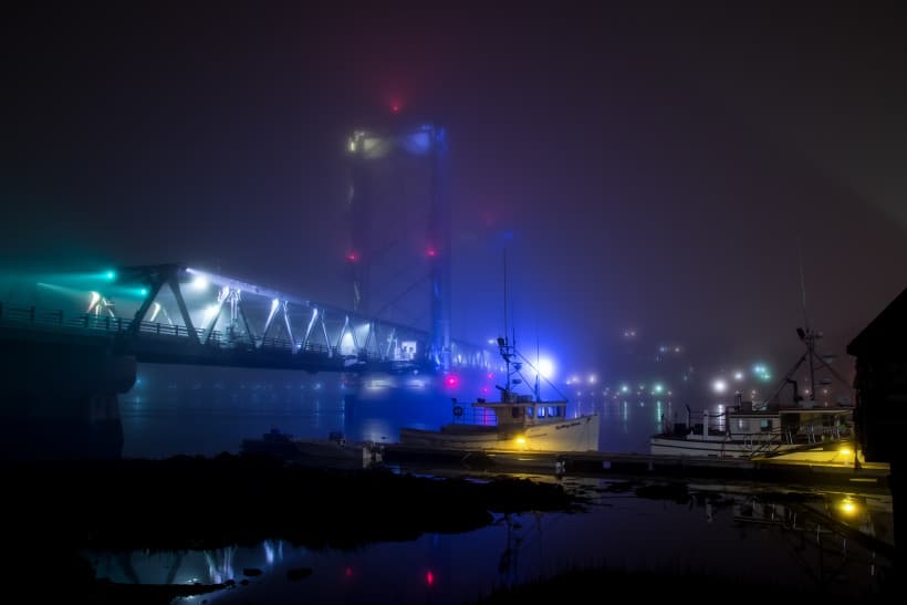 Night Fog, Memorial Bridge, Portsmouth by Todd Page