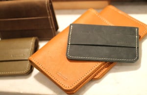 Bifold wallet and money clip by Amanda Roseberry of Nomad Leatherwork, on sale at Folk in Kittery, Maine.