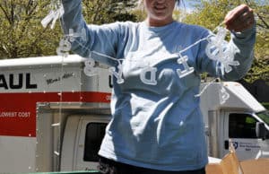 Erin Mawn of York, Maine, at the Artist Dumpster Dive at UNH in Durham, NH.