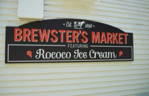 Brewster's Market in Ogunquit, Maine, now has a window serving Rococo's ice cream.