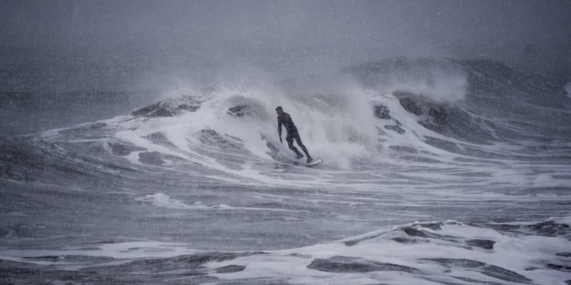 "Blizzard Surfing, North Hampton" by Victoria Greene