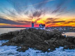 nubble york maine sunset