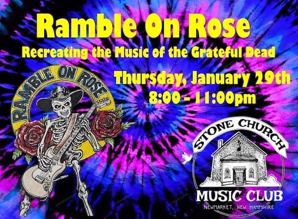 ramble rose stone church