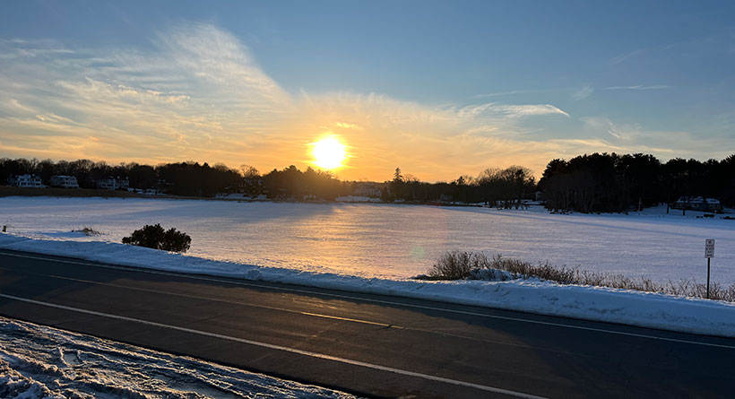 winter sunset rye nh